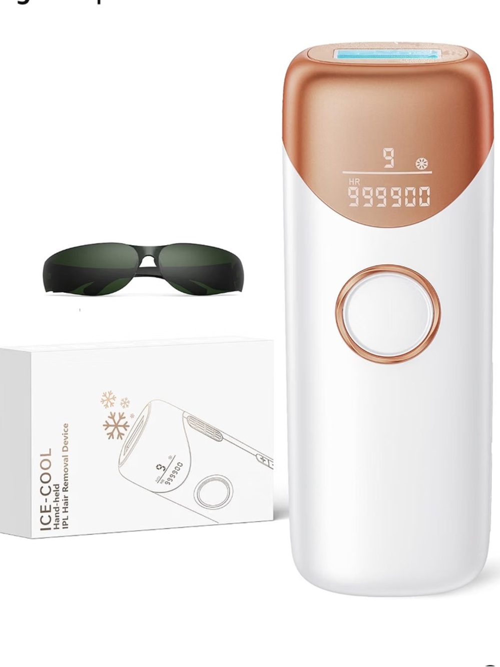 White & Rose Gold Handheld IPL Hair Removal Device